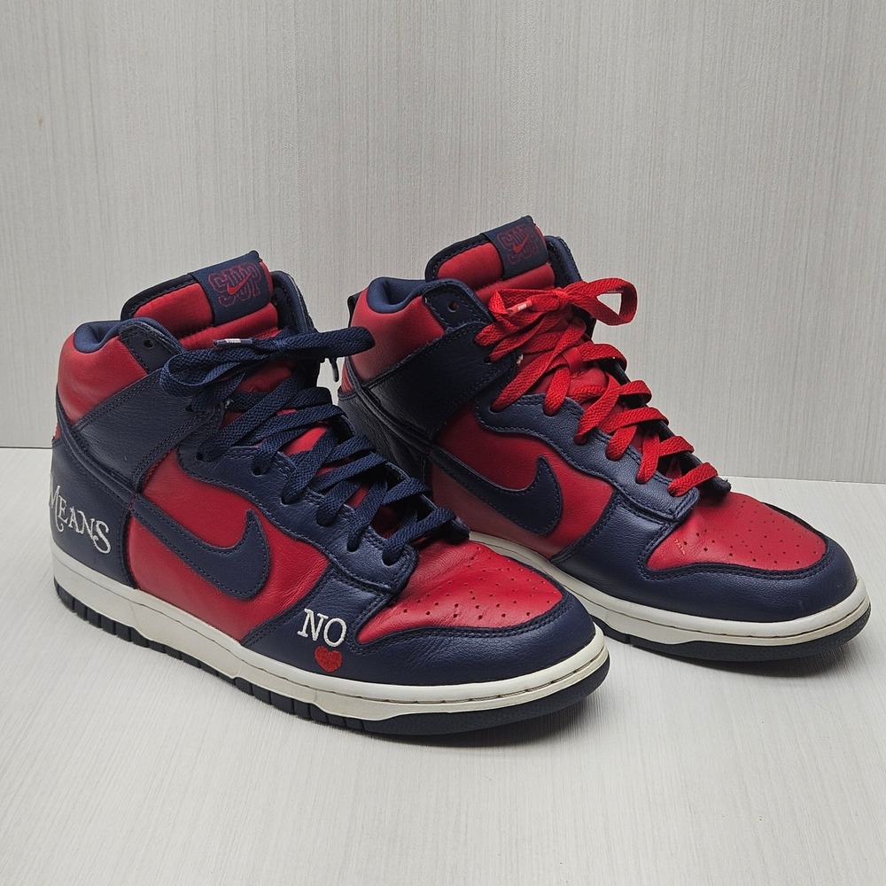 Nike SB Dunk High Supreme By Any Means Navy Red DN3741-600 Mens 8.5 - Picture 4 of 14